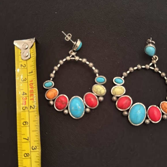 3 pairs of awesome earrings!! Purple pair, southwestern colors & a turquoise mlb - Picture 2 of 8